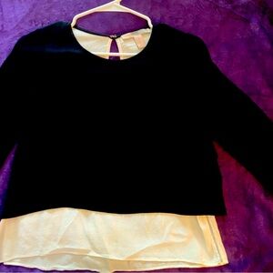 Double layered blah and white blouse